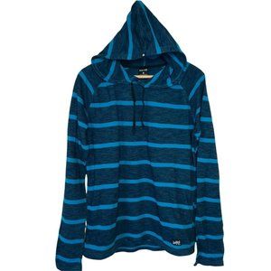 ZooYork Long Sleeve Hoodie Styled T-Shirt Blue Striped W/ Pocket Mens Medium